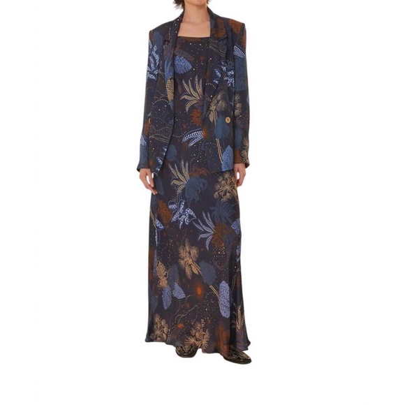 knee length dresses for ladies Navy Blue Night Jungle Slip Dress – FARM Rio